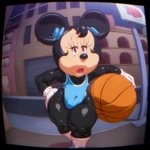 minnie mouse was at The Basketball court but she noted someone was recoding her