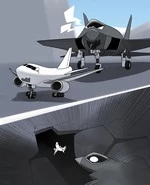 Hungry Fighter Jet and Kind Airliner