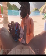 Tracer x d.va beach blowjob